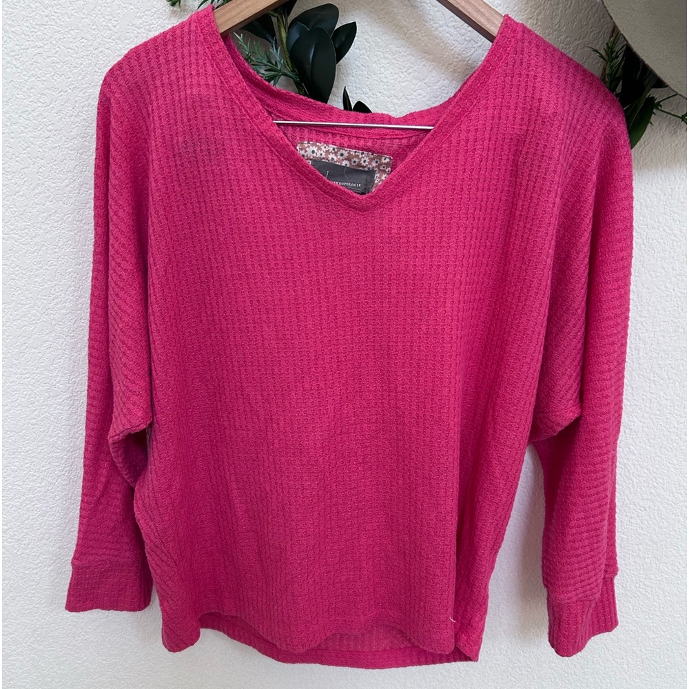 Anthropologie Thermal Swing Top Womens Small Long Sleeve Pink Relaxed